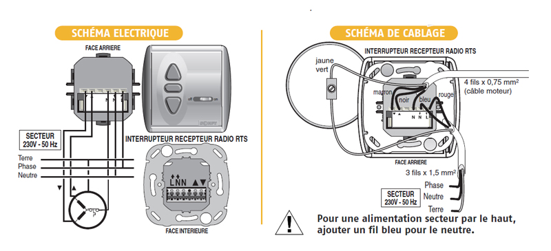 Schéma électrique Volet Roulant Commande Radio Somfy
