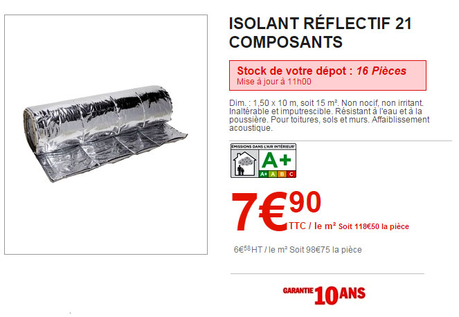 Isolation mince brico depot