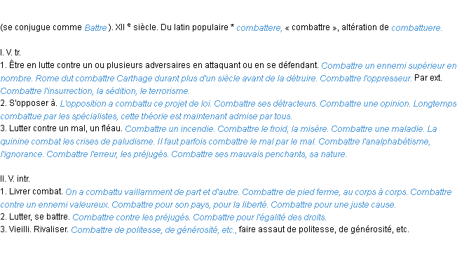 Comble verbe definition