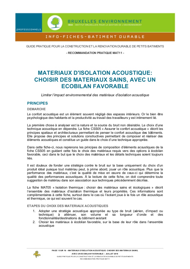 Coefficient d'isolation phonique