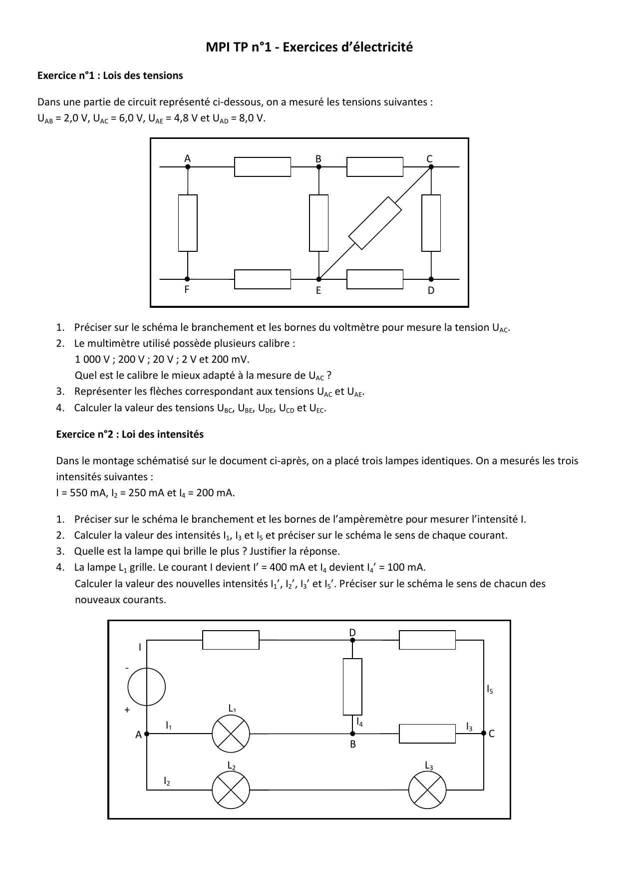 Exercices de schéma électrique en electrotechnique