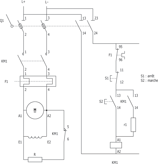 Schema electrique moteur 24v continu