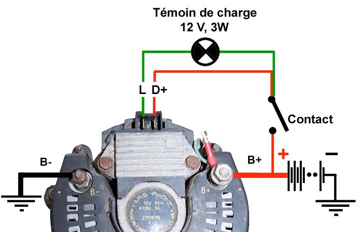Schema electrique alternateur avec regulateur