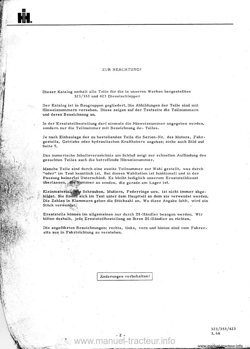 Schema electrique ih 423
