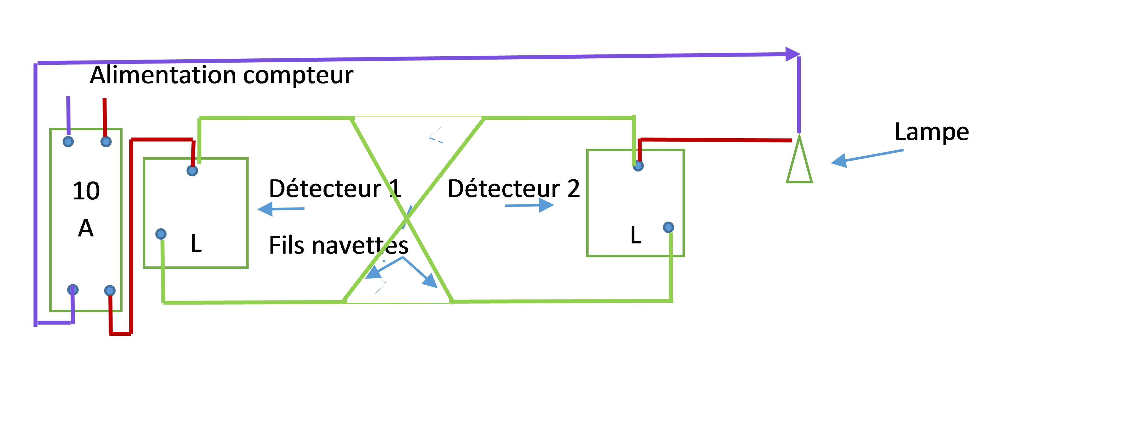 Schema electrique lampe avec detecteur mouvement