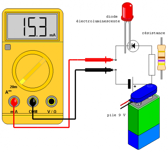 Schema circuit electrique avec amperemetre
