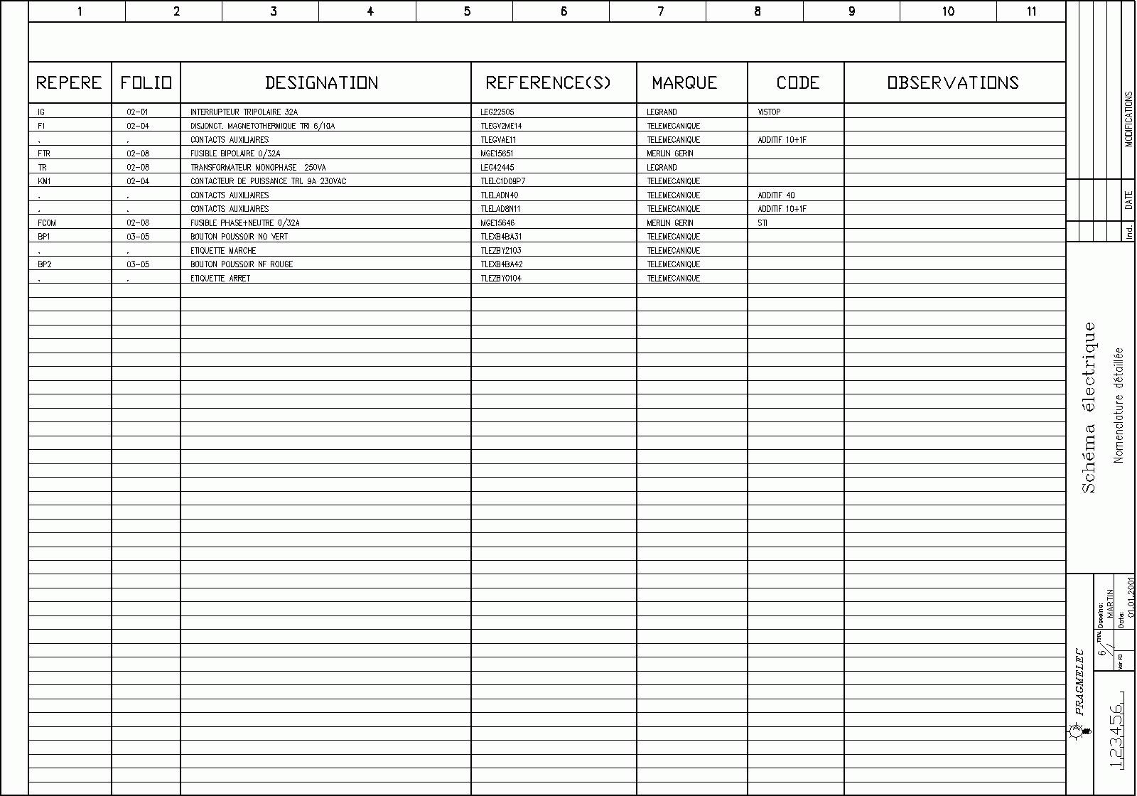 Schema electrique nomenclature