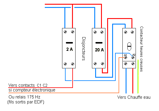 Schema branchement chauffe eau electrique sans contacteur jour nuit