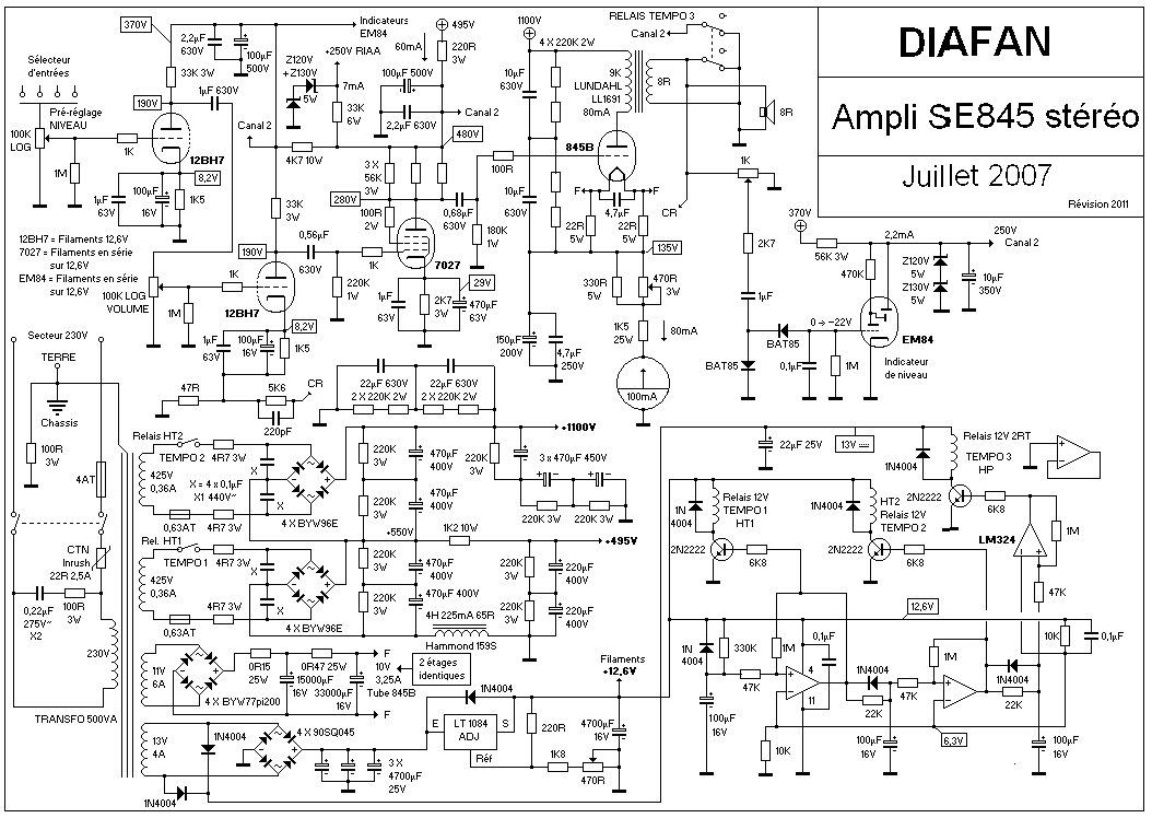 Schema electrique ampli audio
