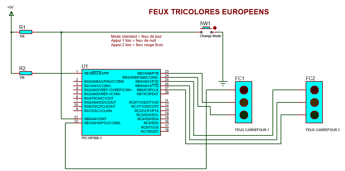 Schema electrique feux tricolores