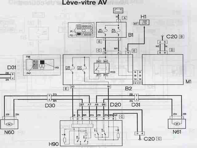 Schema leve vitre electrique 306