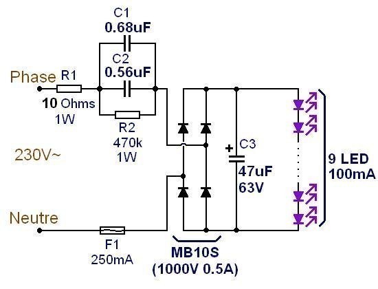 Schéma du circuit électrique d'une lampe de poche