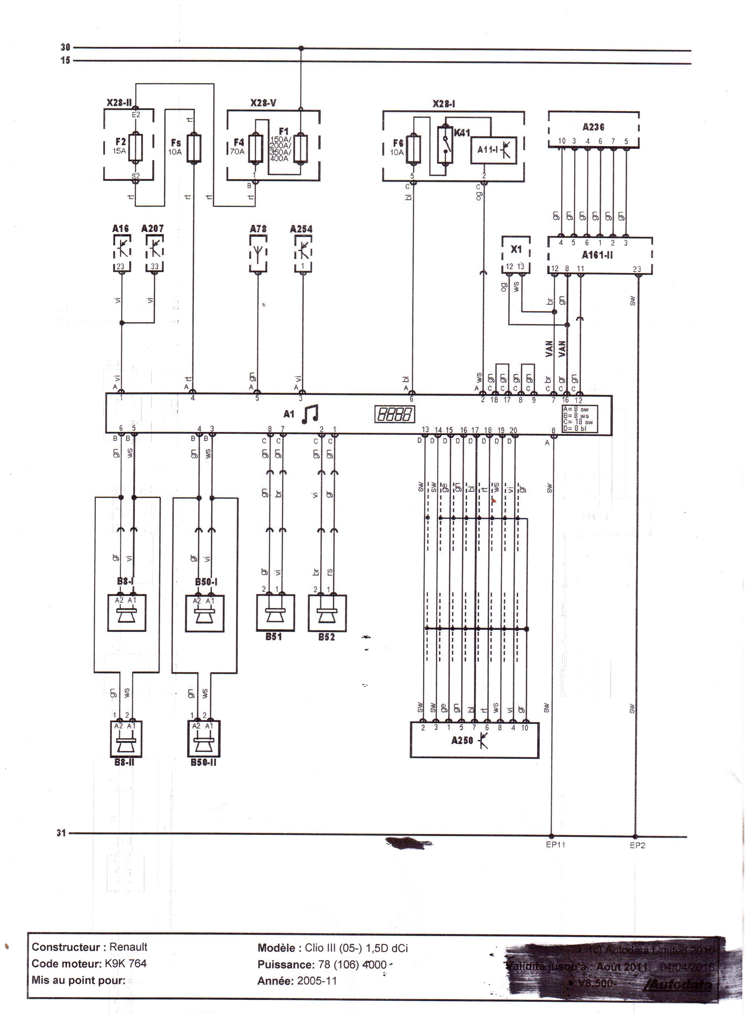Schema electrique degivrage lunette ar