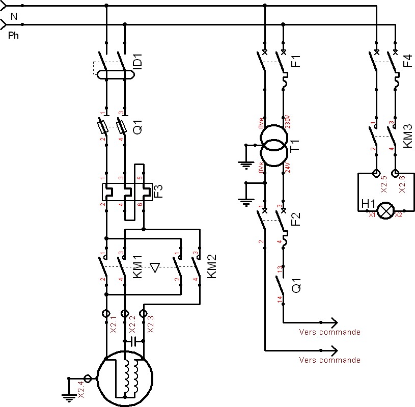 Schema d'un moteur électrique monophasé