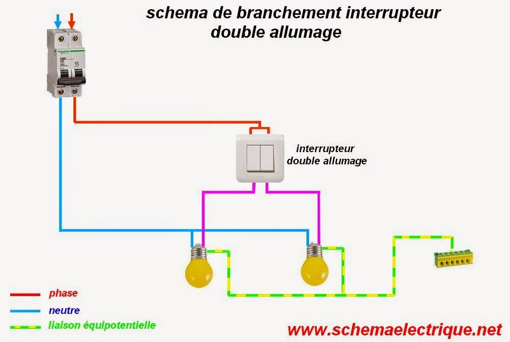 Schema electrique branchement lampe interrupteur