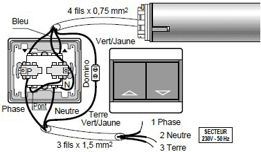 Schema de branchement d'un store electrique