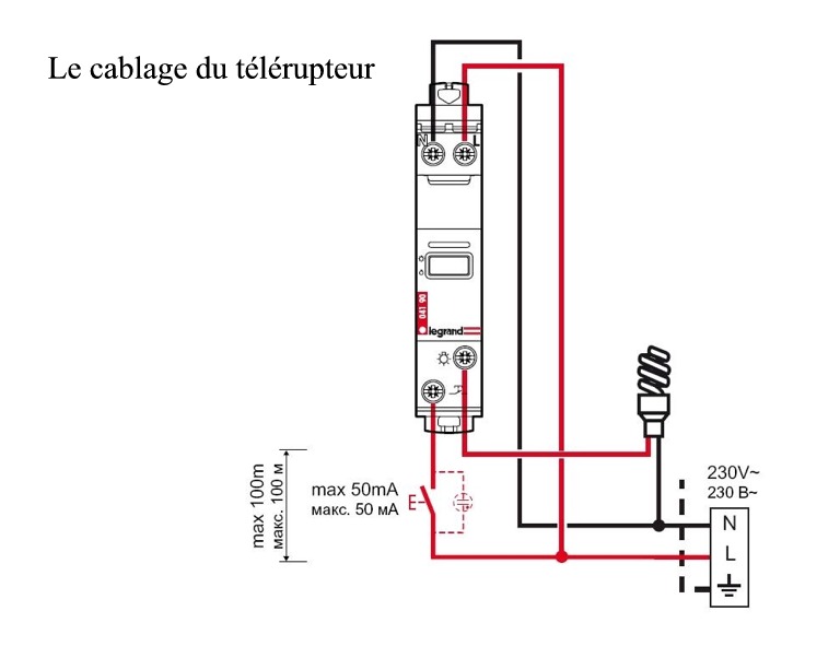 Schema electrique net telerupteur branchement bouton poussoir