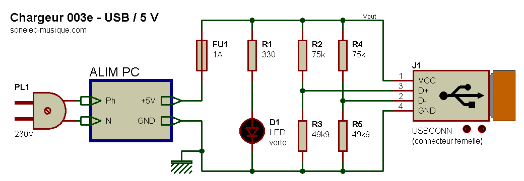 Schema electrique chargeur smartphone