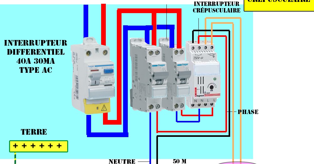 Schéma électrique d'un interrupteur crépusculaire