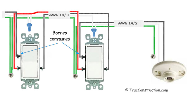 Schéma électrique interrupteur 3 voies