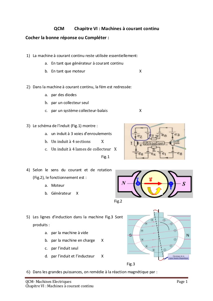 Qcm schéma électrique