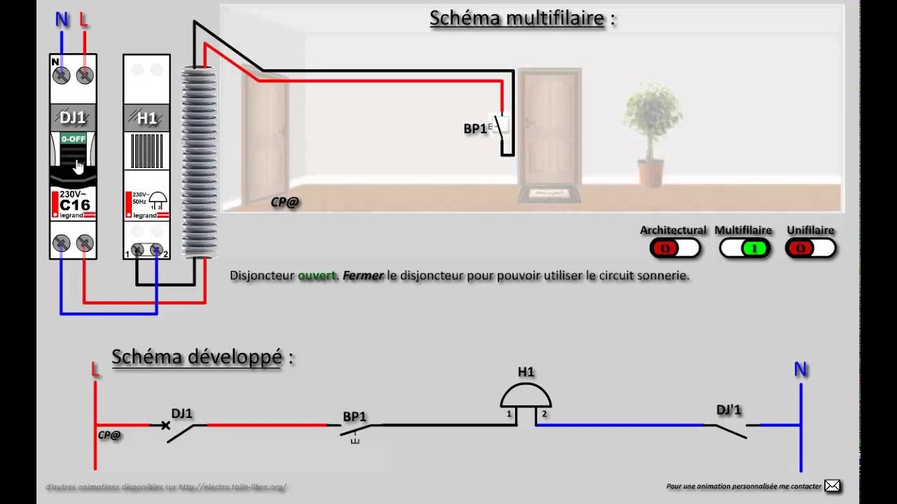 Schéma électrique carillon 2 tons