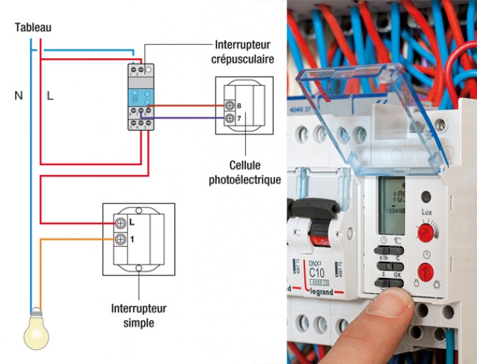 Schéma électrique interrupteur crépusculaire