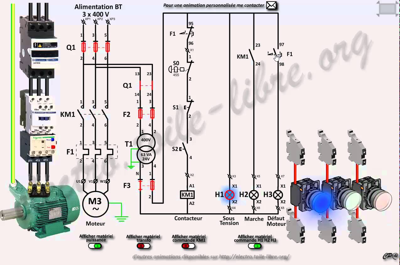Schema electrique contacteur moteur triphasé