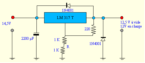 Schema electrique d'un regulateur de charge solaire