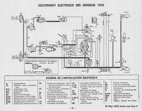 Schema electrique peugeot 203
