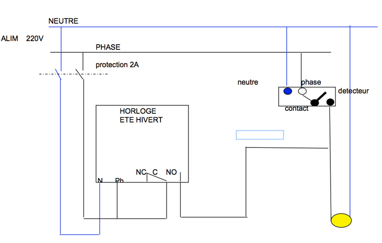 Schema electrique avec detecteur