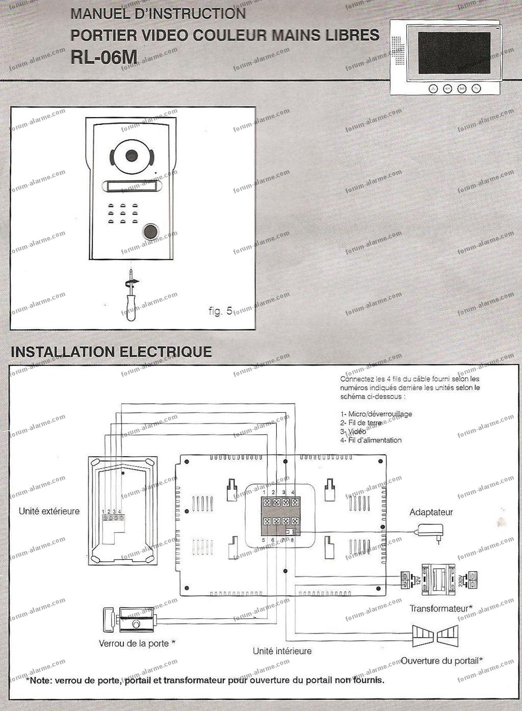 Schema electrique portail visiophone
