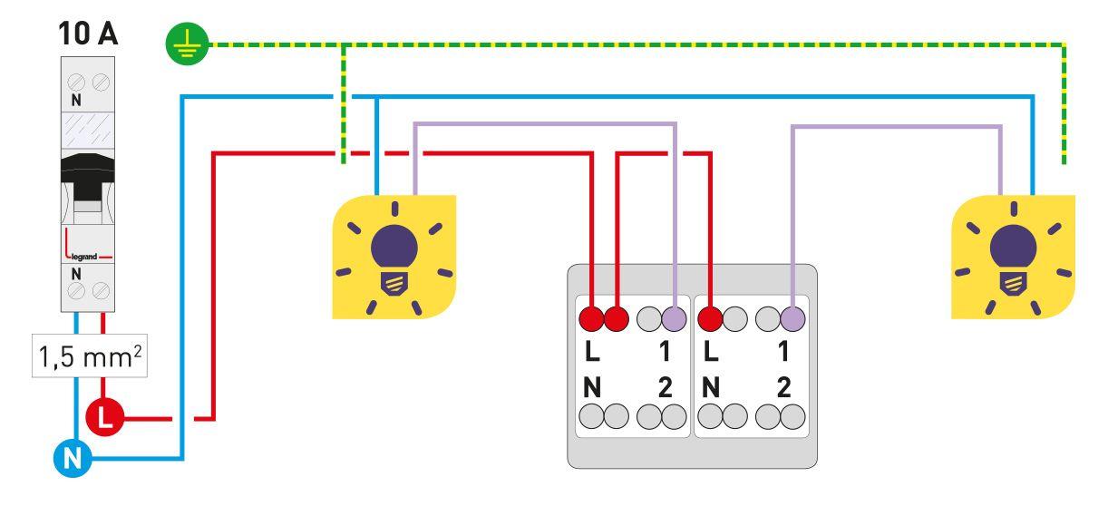 Schema branchement prise electrique double