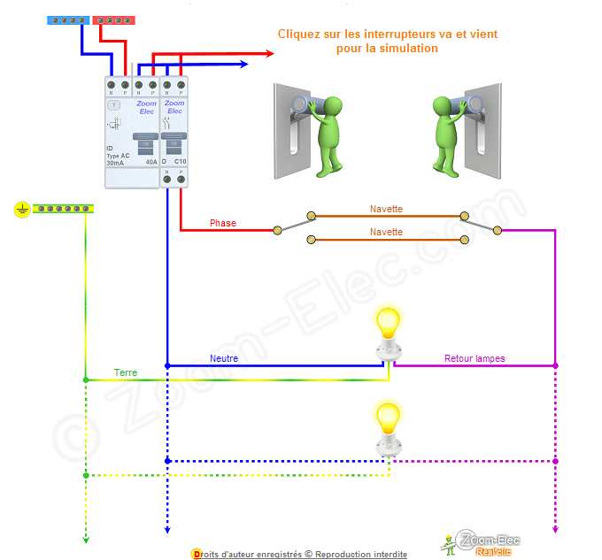 Schema montage va et vient electrique