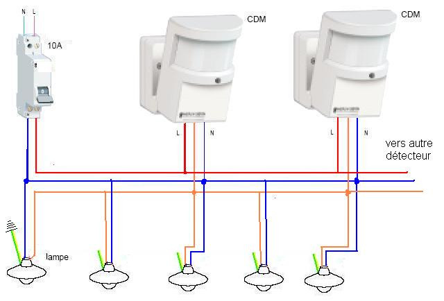 Schema electrique lampe avec detecteur