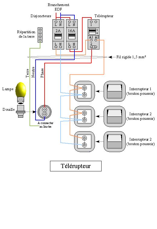 Schema electrique pour interrupteur poussoir