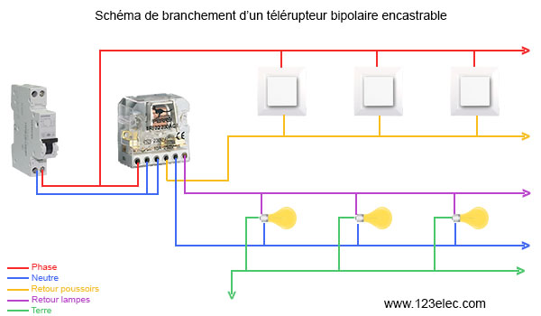 Schema electrique interrupteur telerupteur