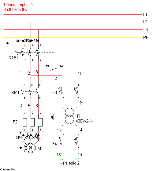 Schema electrique de moteur triphasé