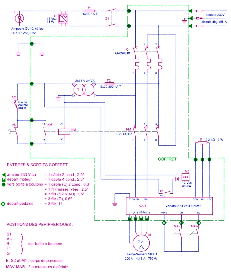Schema electrique perceuse a colonne