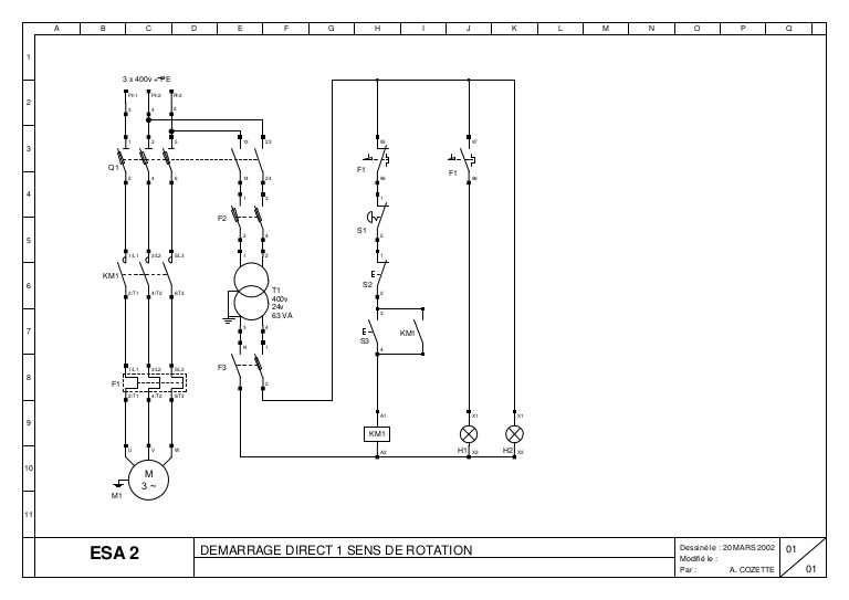 Schema electrique 1 sens de marche