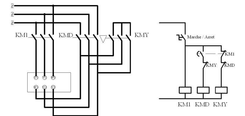 Schema electrique moteur triphasé etoile triangle
